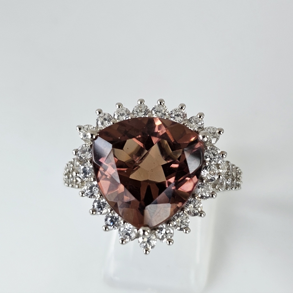 Autumn Alexite & Natural Zircon Ring in Platinum Over Sterling Silver Size 8